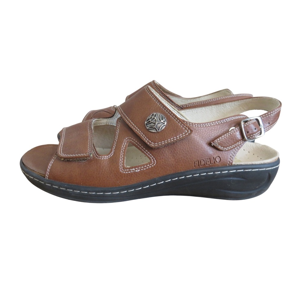 Fidelio Brown Leather Adjustable Comfort Sandals Women's Size‎ 42 US 10.5